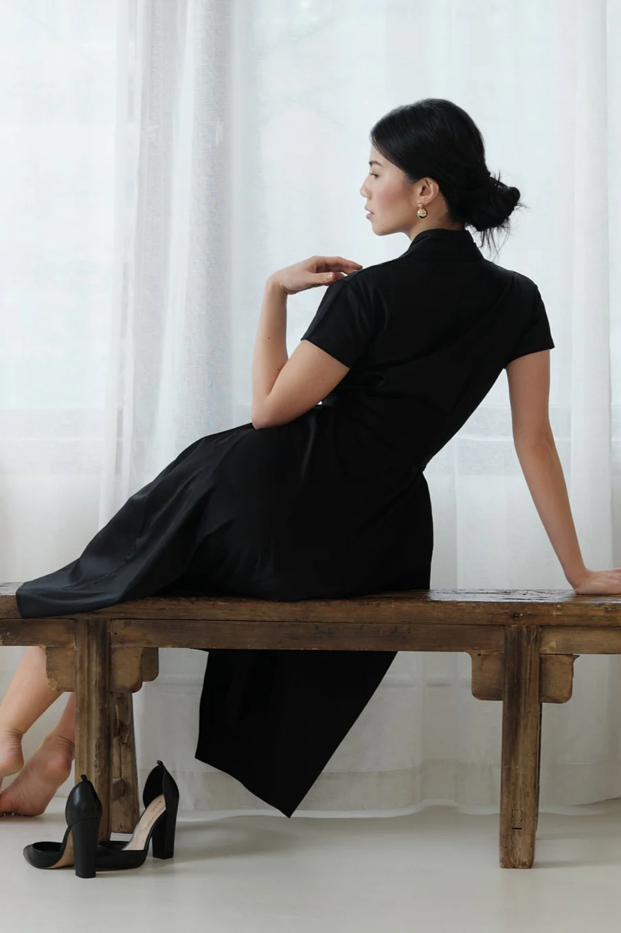 The Abigail Shirt Dress Black - Image 3