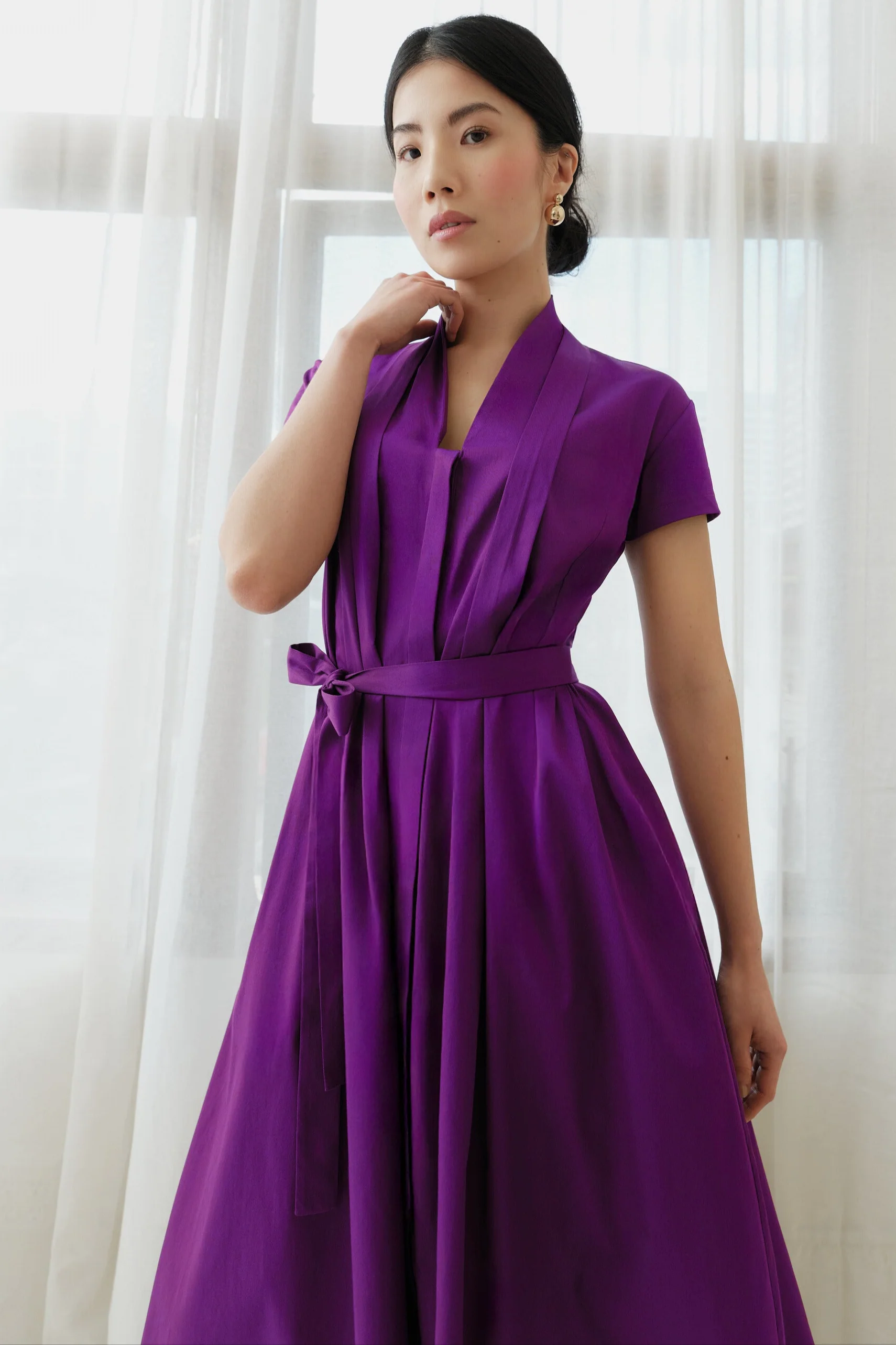 The Abigail Shirt Dress Deep Purple - Image 3