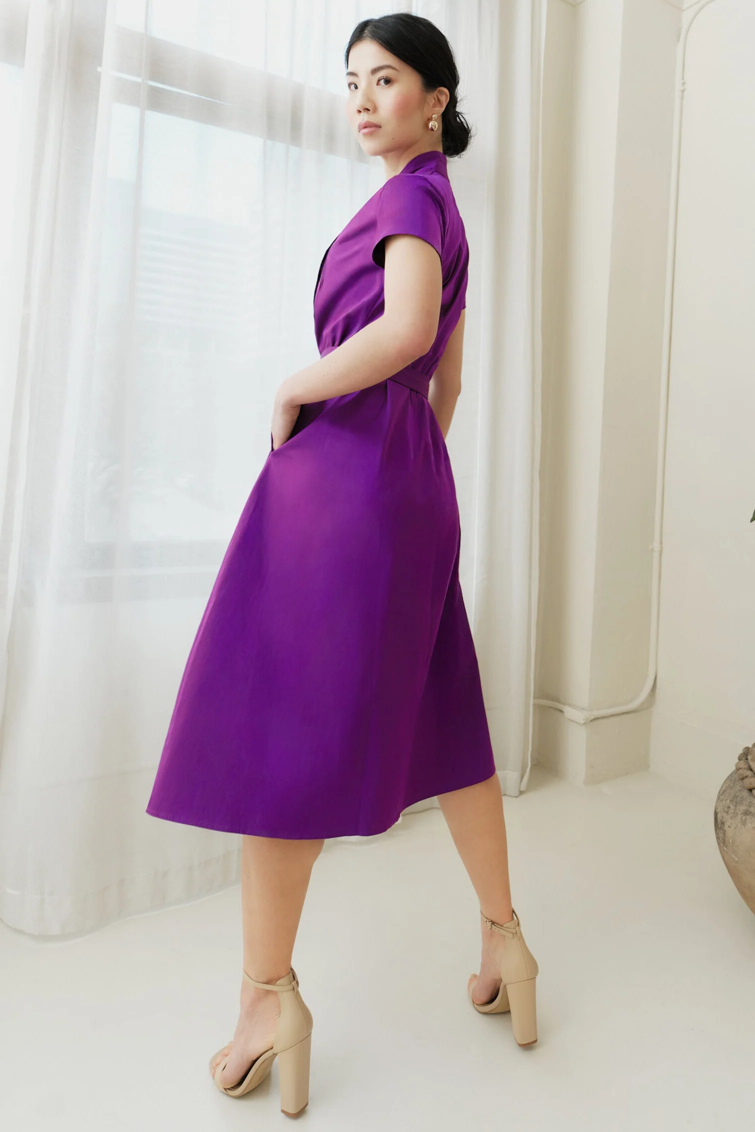The Abigail Shirt Dress Deep Purple - Image 4