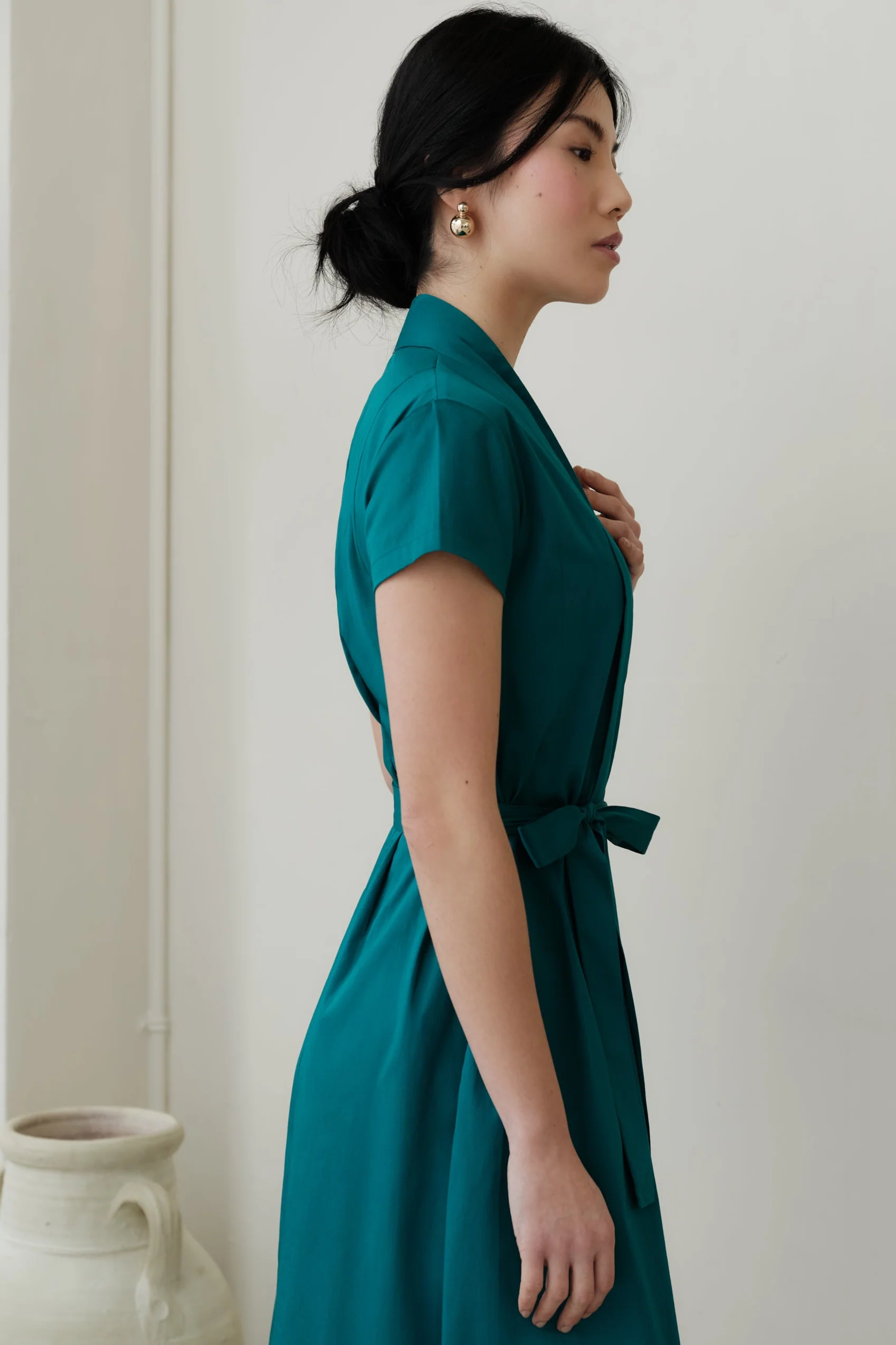 The Abigail Shirt Dress Emerald - Image 3
