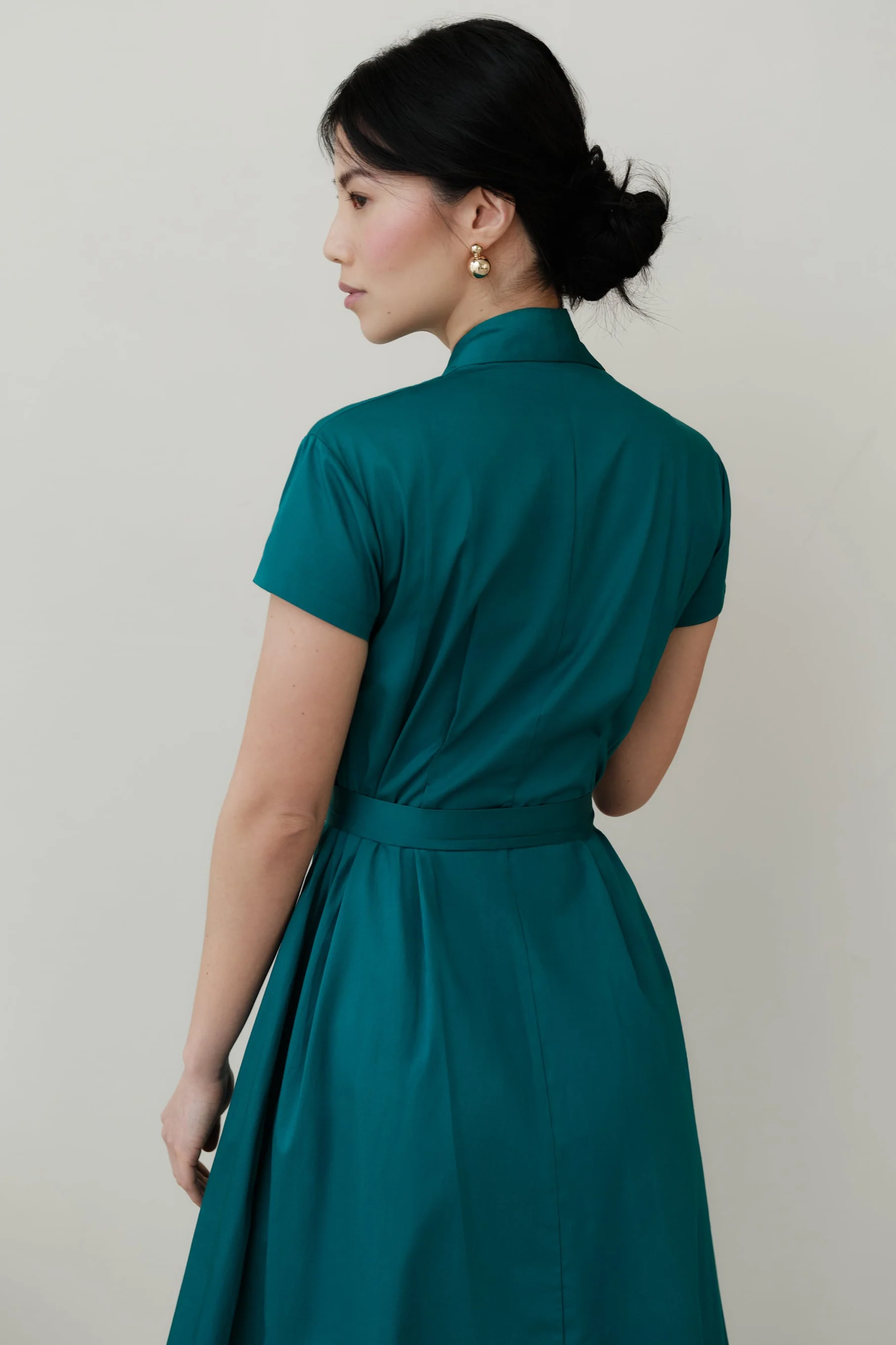 The Abigail Shirt Dress Emerald - Image 4