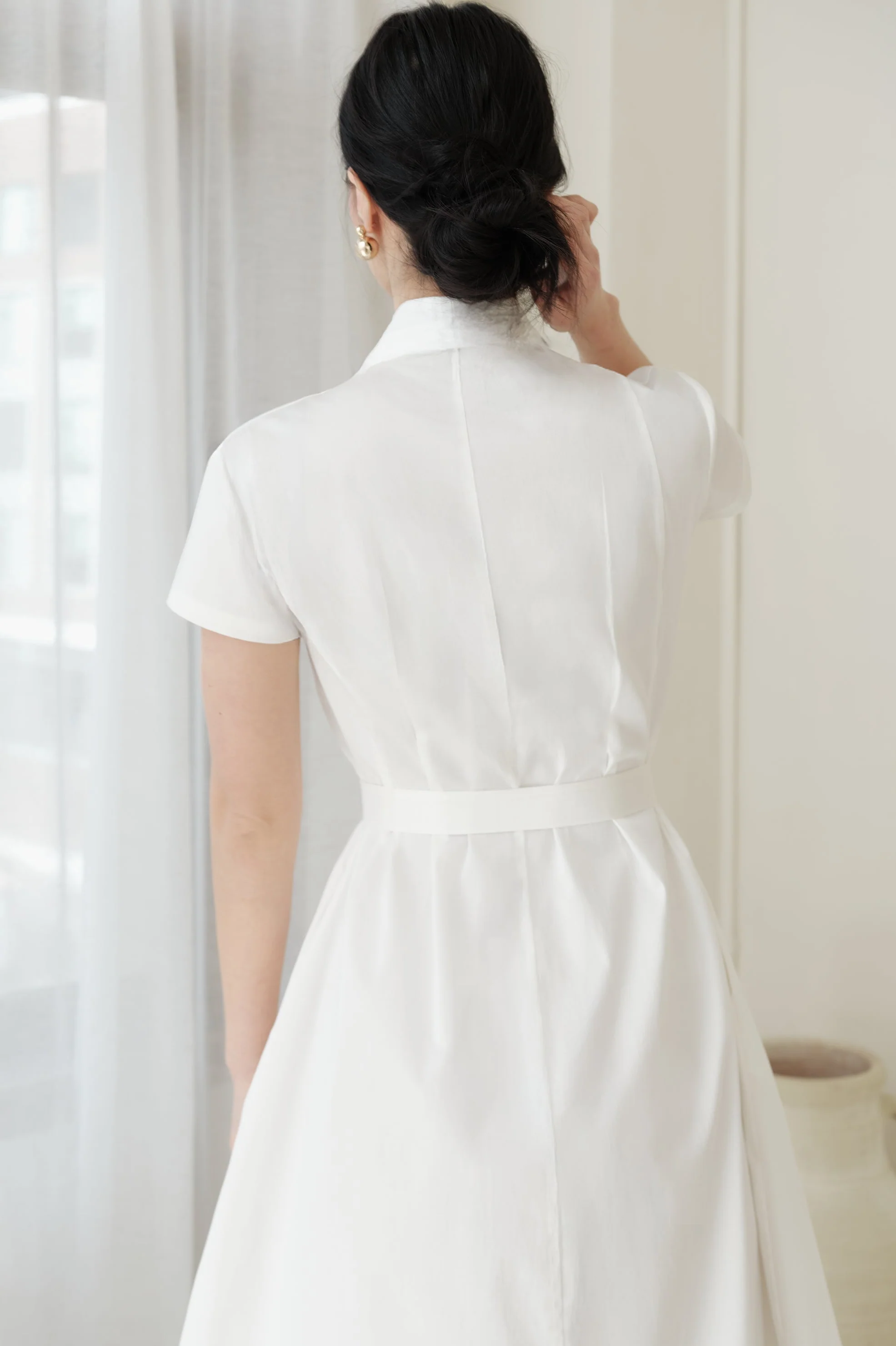 The Abigail Shirt Dress Ivory - Image 4