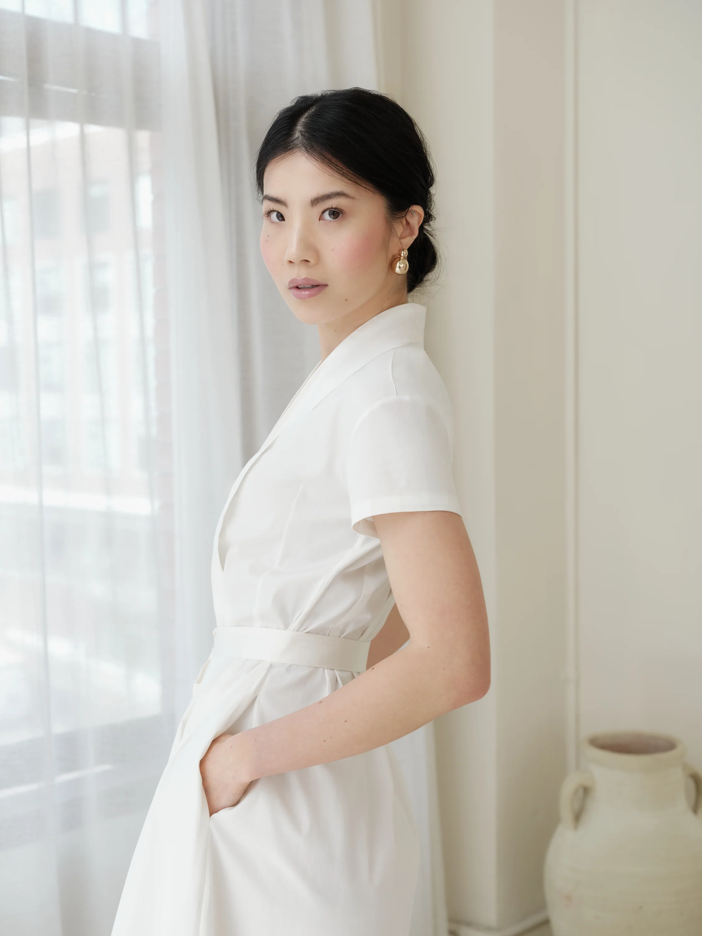 The Abigail Shirt Dress Ivory - Image 5