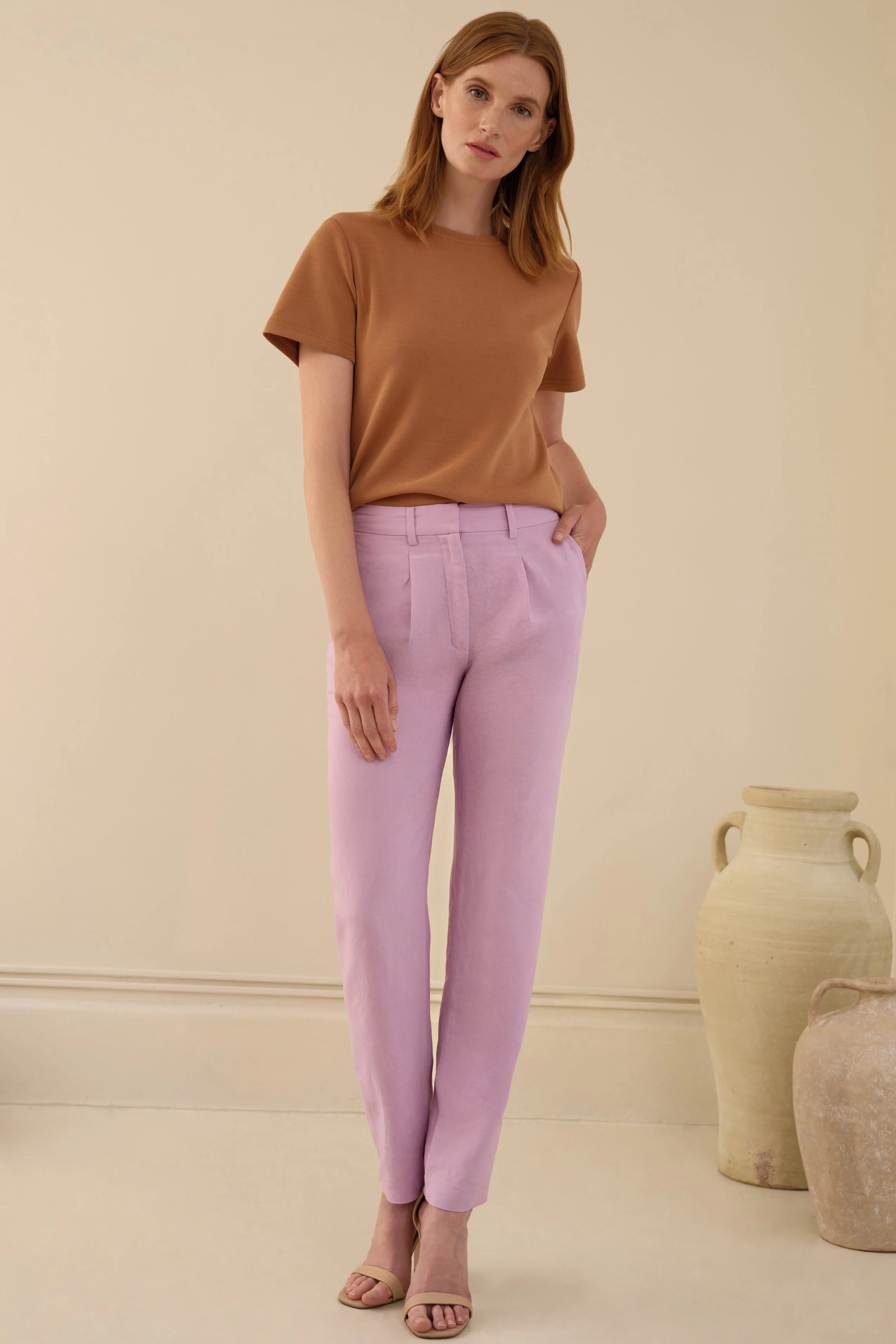 The Avery Pleated Trouser Peony - Image 3