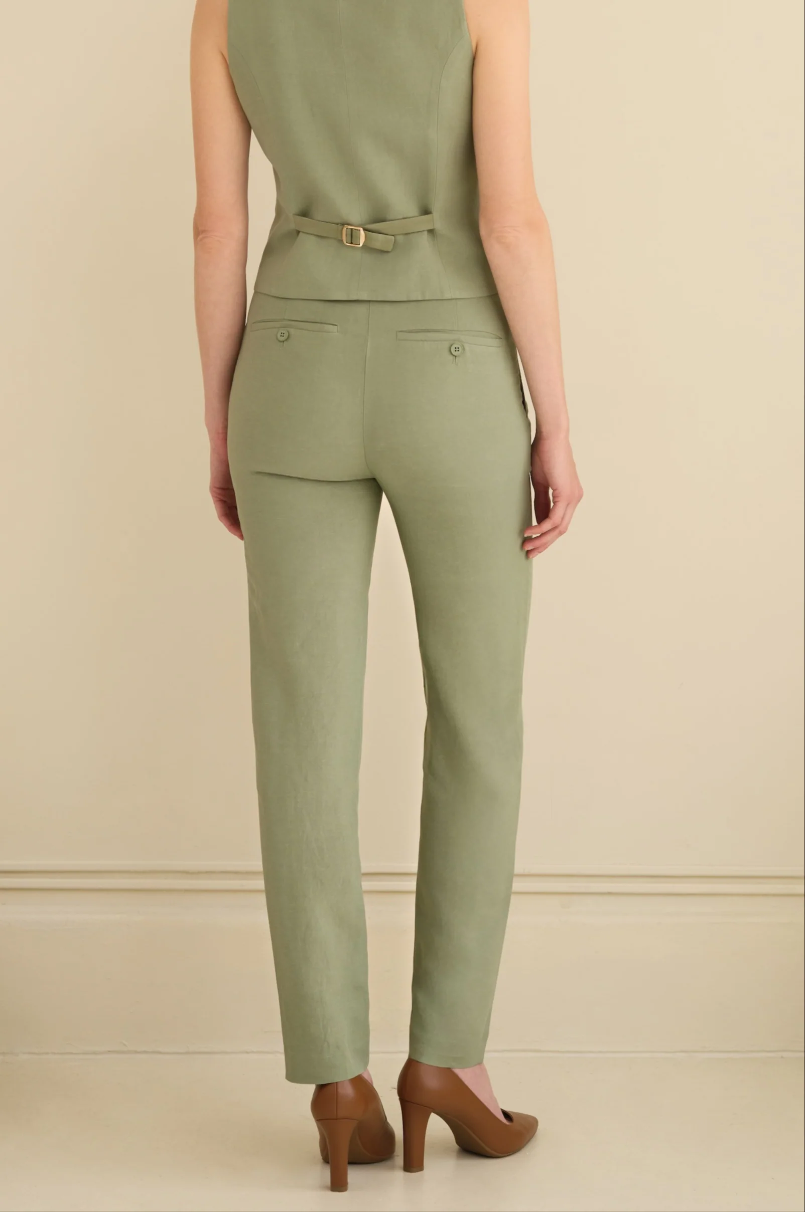 The Avery Pleated Trouser Sage - Image 3