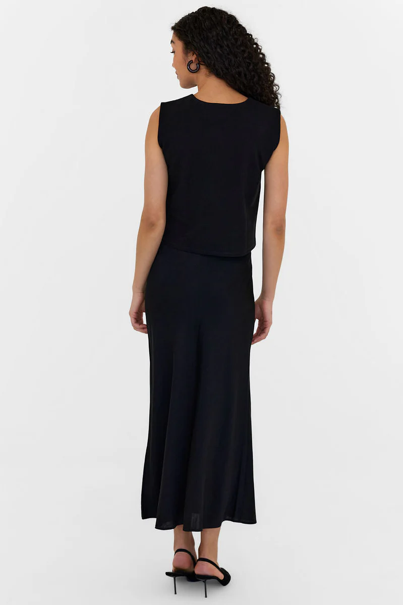The Caroline Silk Bias Skirt Black - Image 4