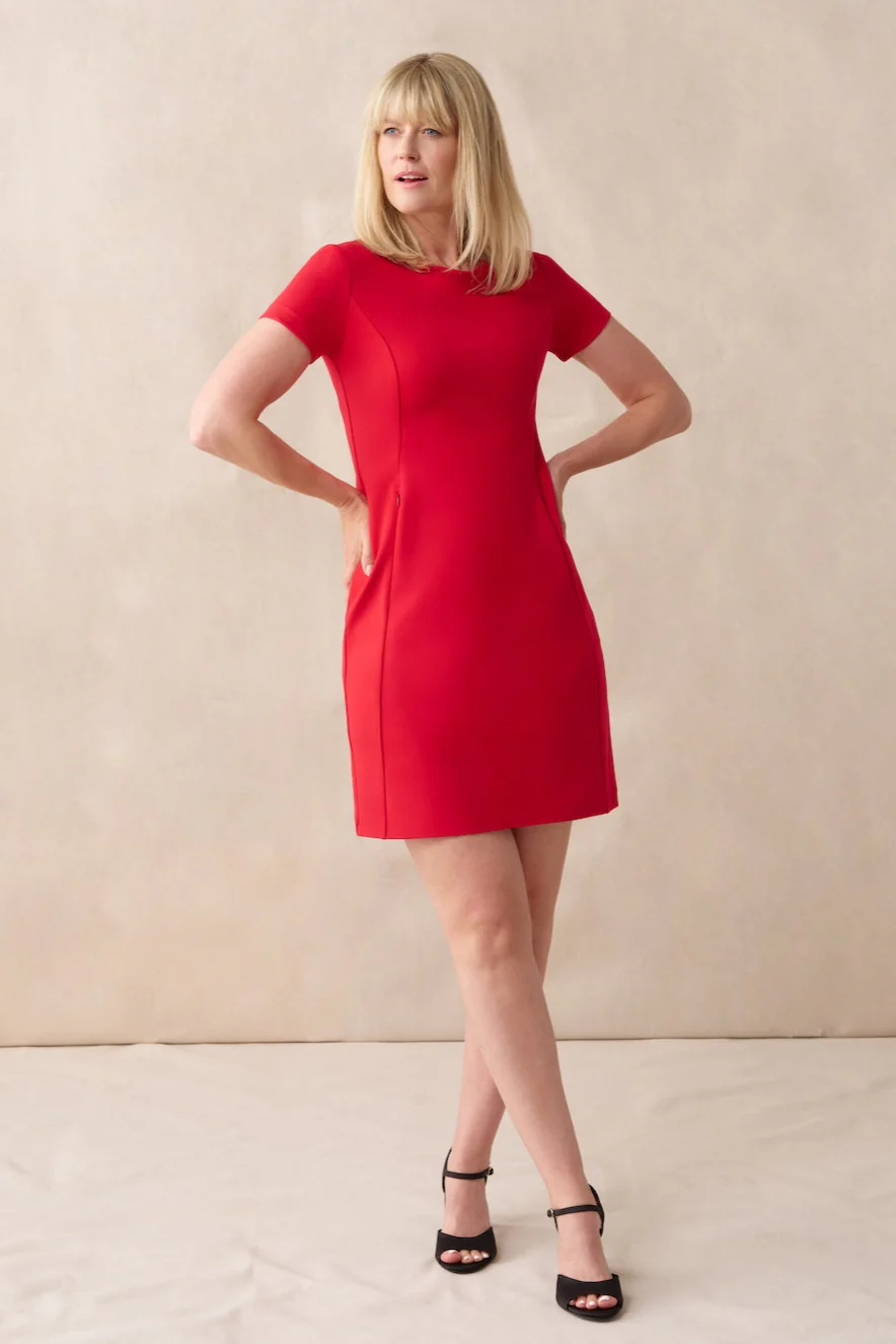 The Cecilia Dress Short Sleeve Crimson - Image 3