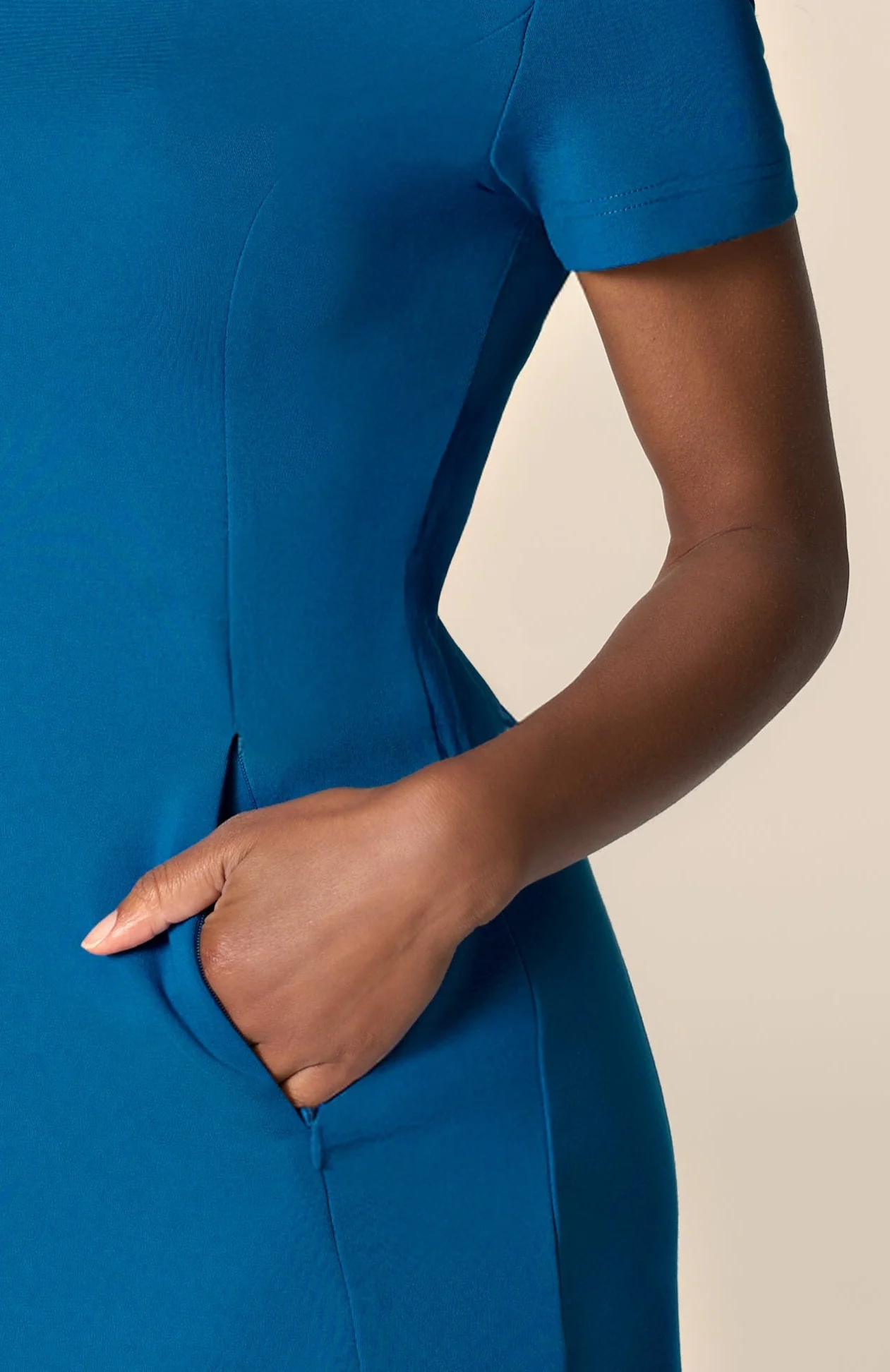 The Cecilia Dress Short Sleeve Peacock Blue - Image 3