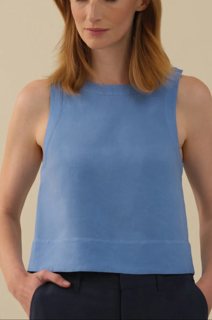 The Ella Linen Tank Neon Blue - Image 3