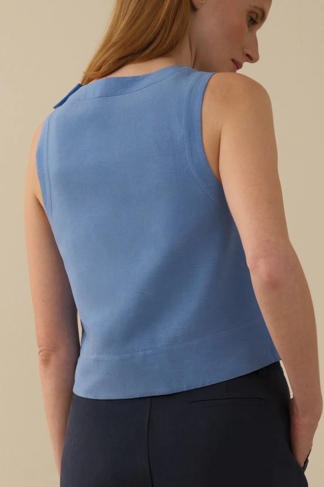 The Ella Linen Tank Neon Blue - Image 5