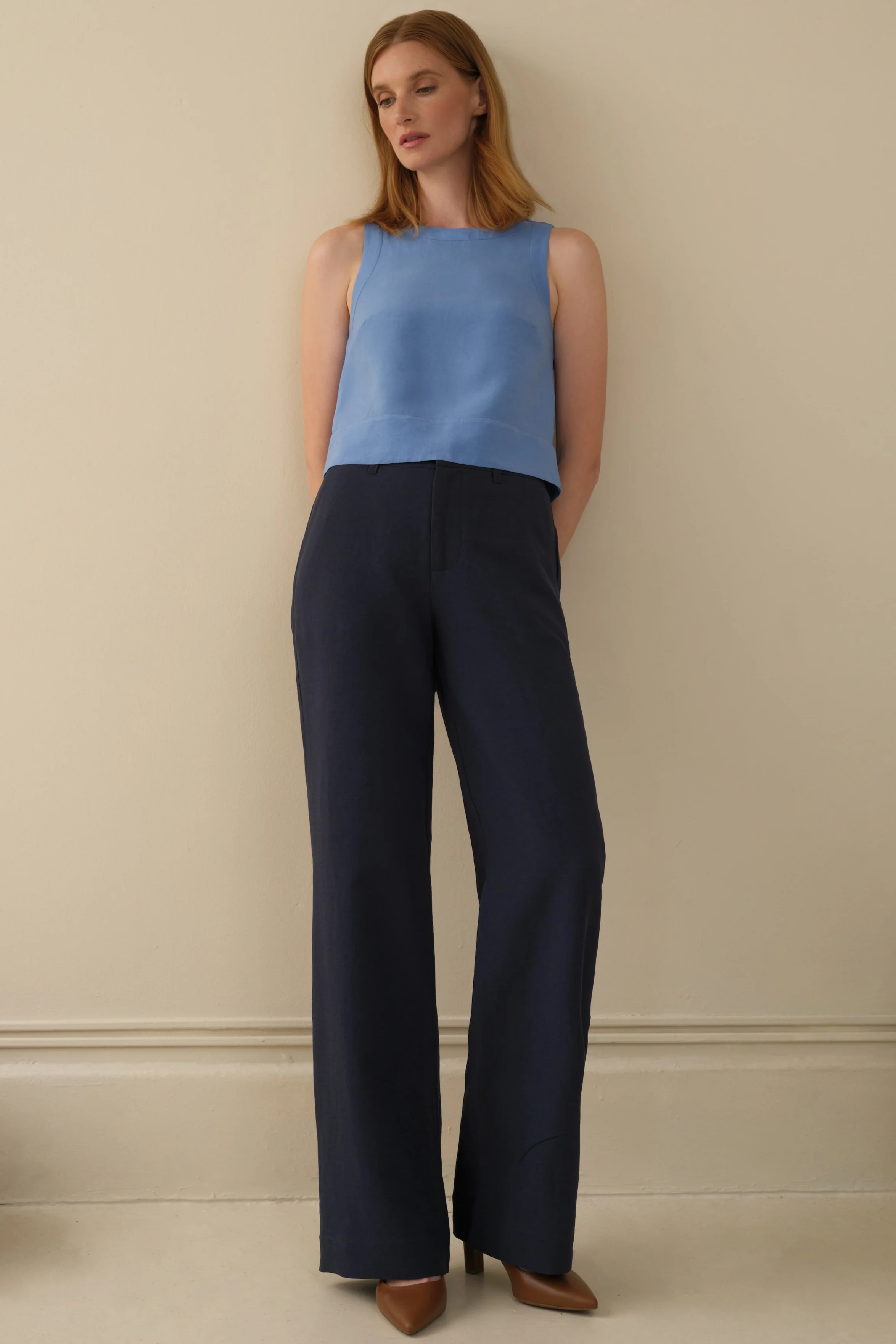 The Ella Linen Tank Neon Blue - Image 6