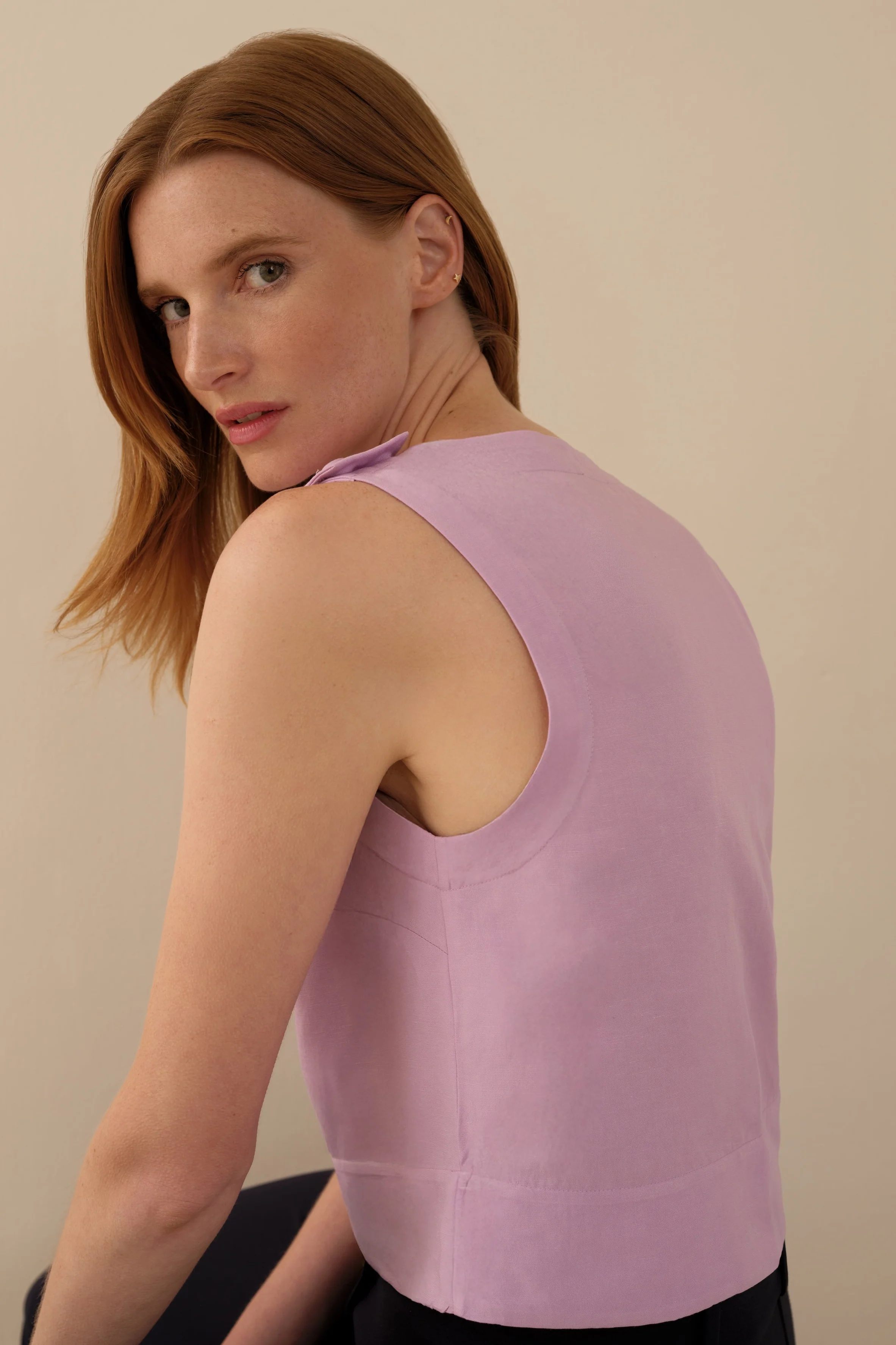 The Ella Linen Tank Peony - Image 2