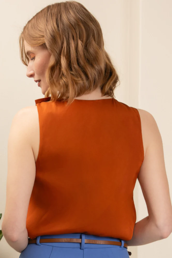 The Ella Silk Tank Ochre - Image 2