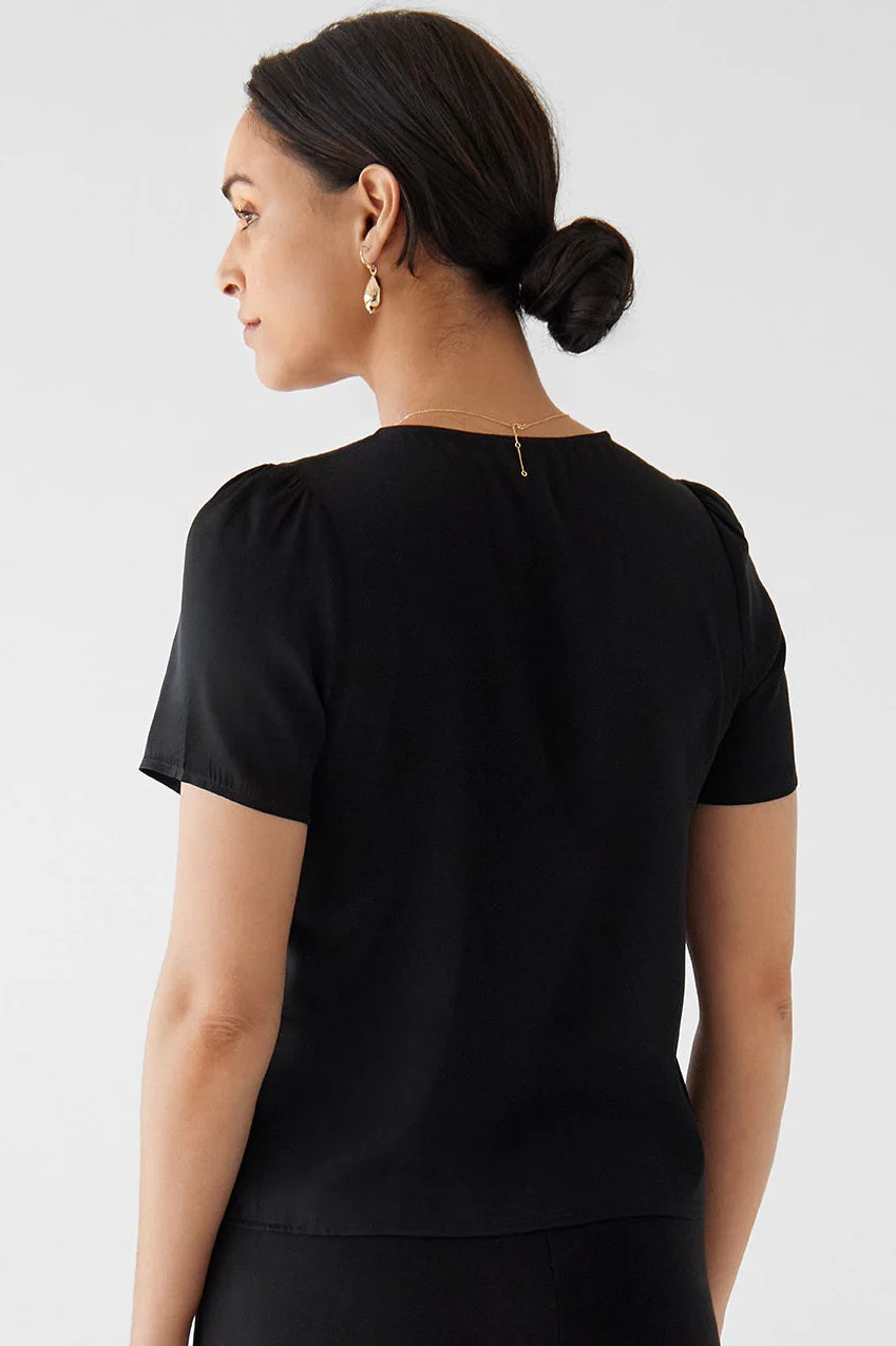 The Evelyn Silk Blouse Black - Image 3