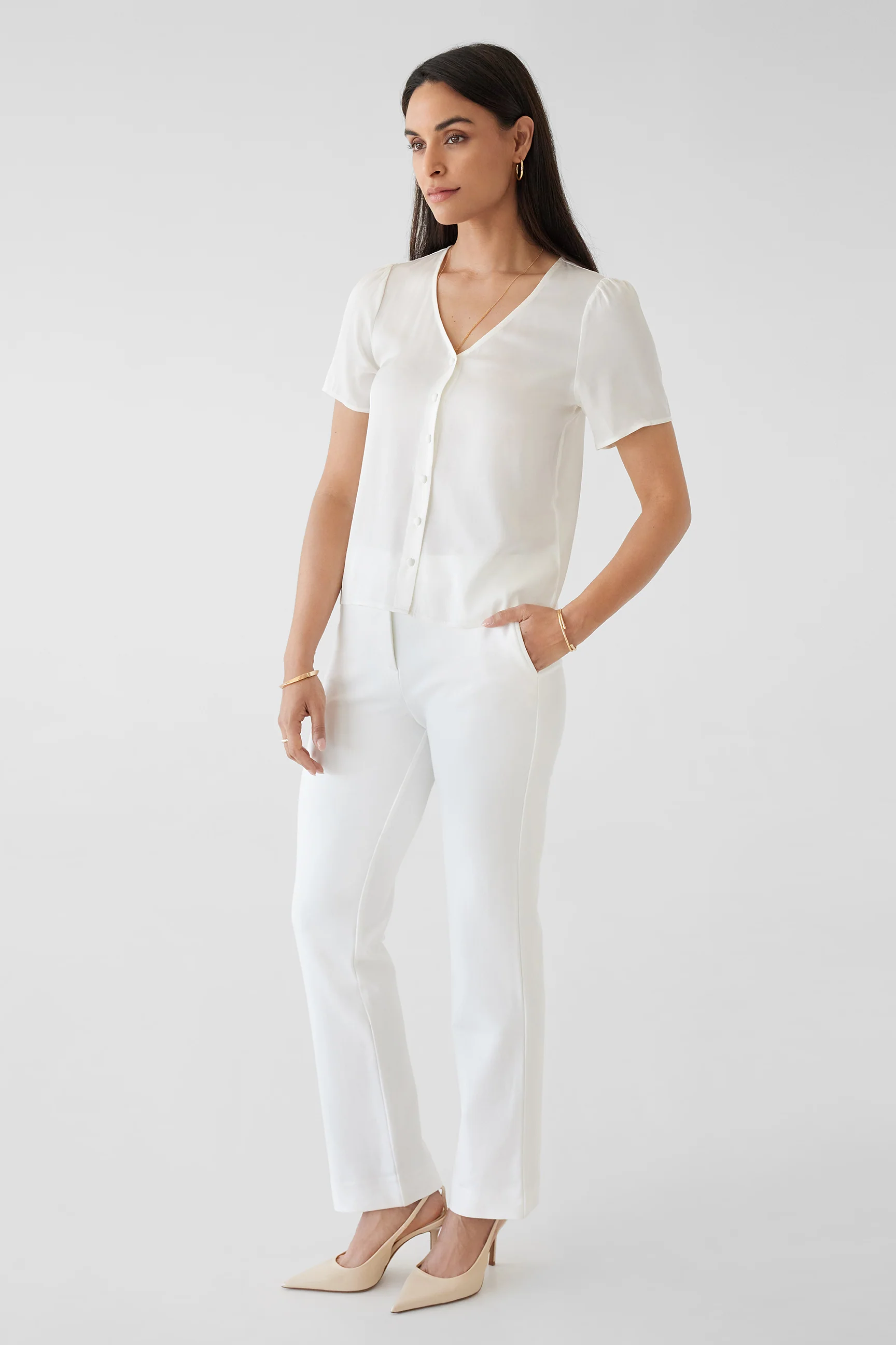 The Evelyn Silk Blouse Ivory - Image 2