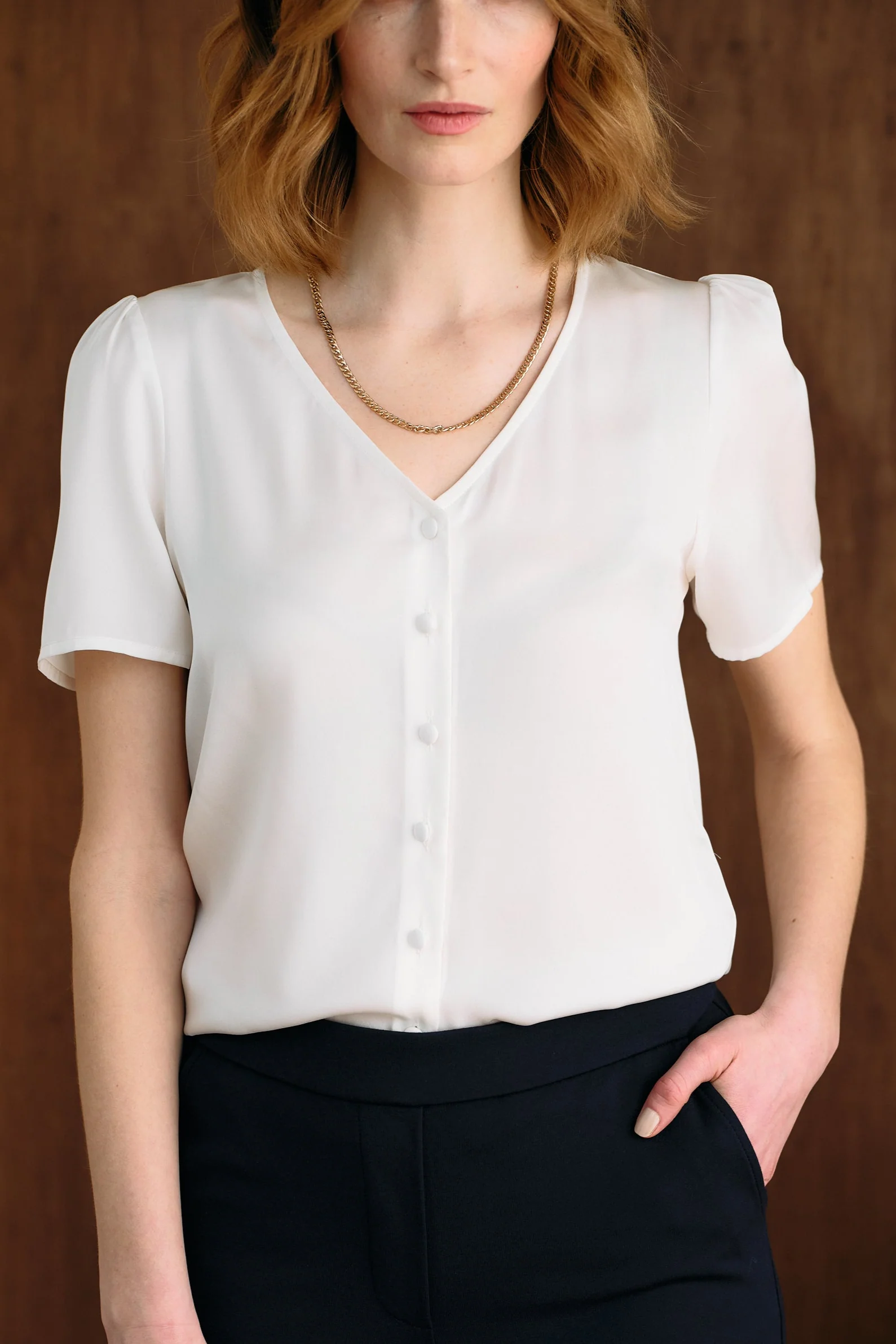 The Evelyn Silk Blouse Ivory - Image 3