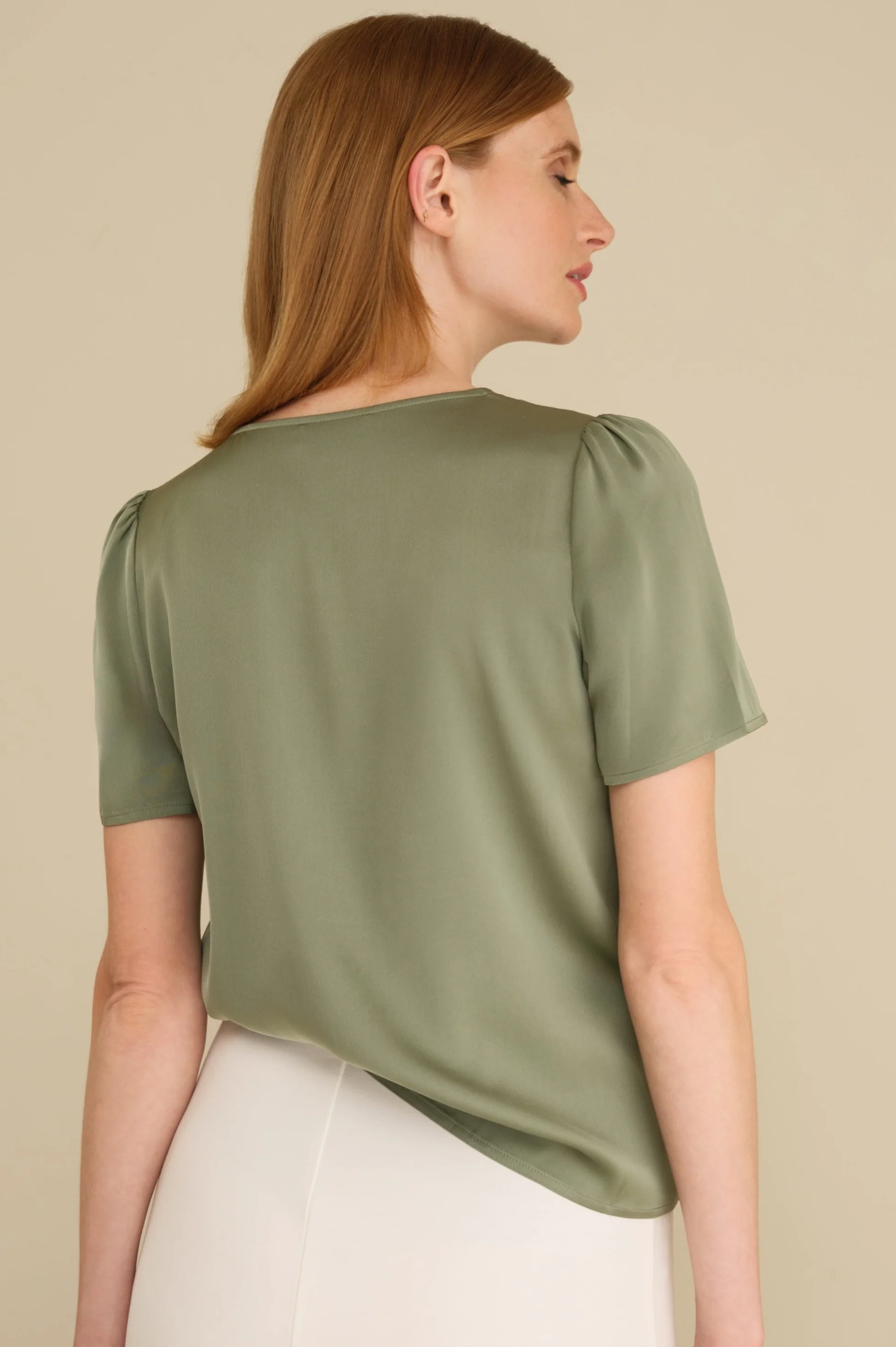 The Evelyn Silk Blouse Sage - Image 3