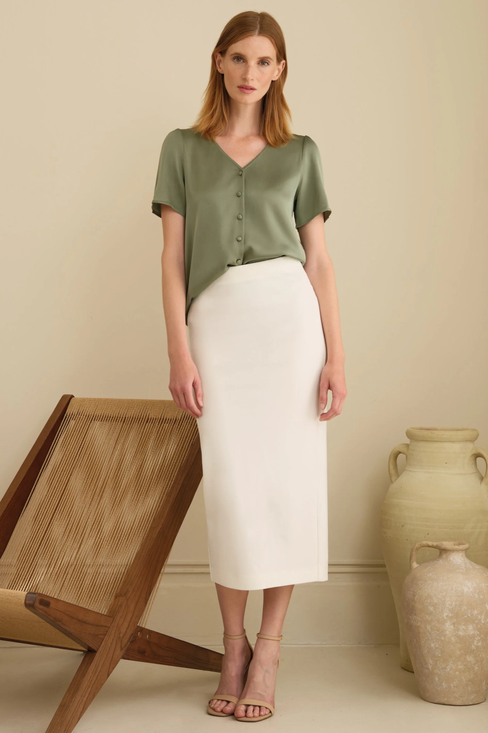 The Evelyn Silk Blouse Sage - Image 4