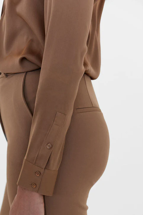 The Grace Silk Long Sleeve Blouse Camel - Image 3