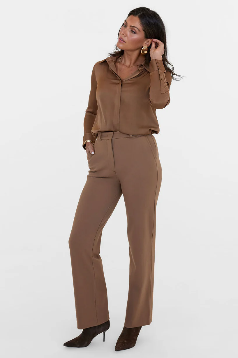 The Grace Silk Long Sleeve Blouse Camel - Image 4