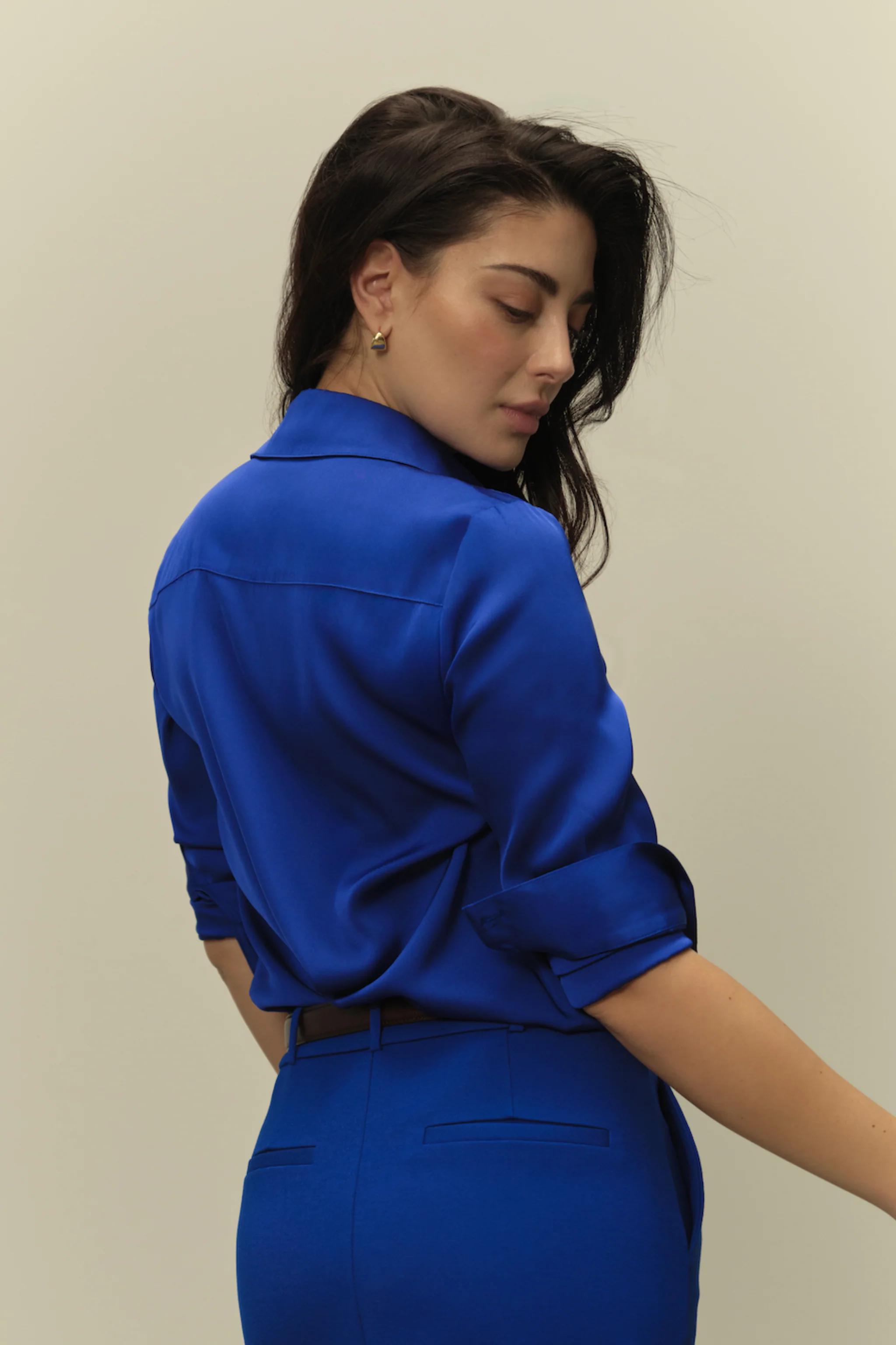 The Grace Silk Long Sleeve Blouse Cobalt Blue - Image 5