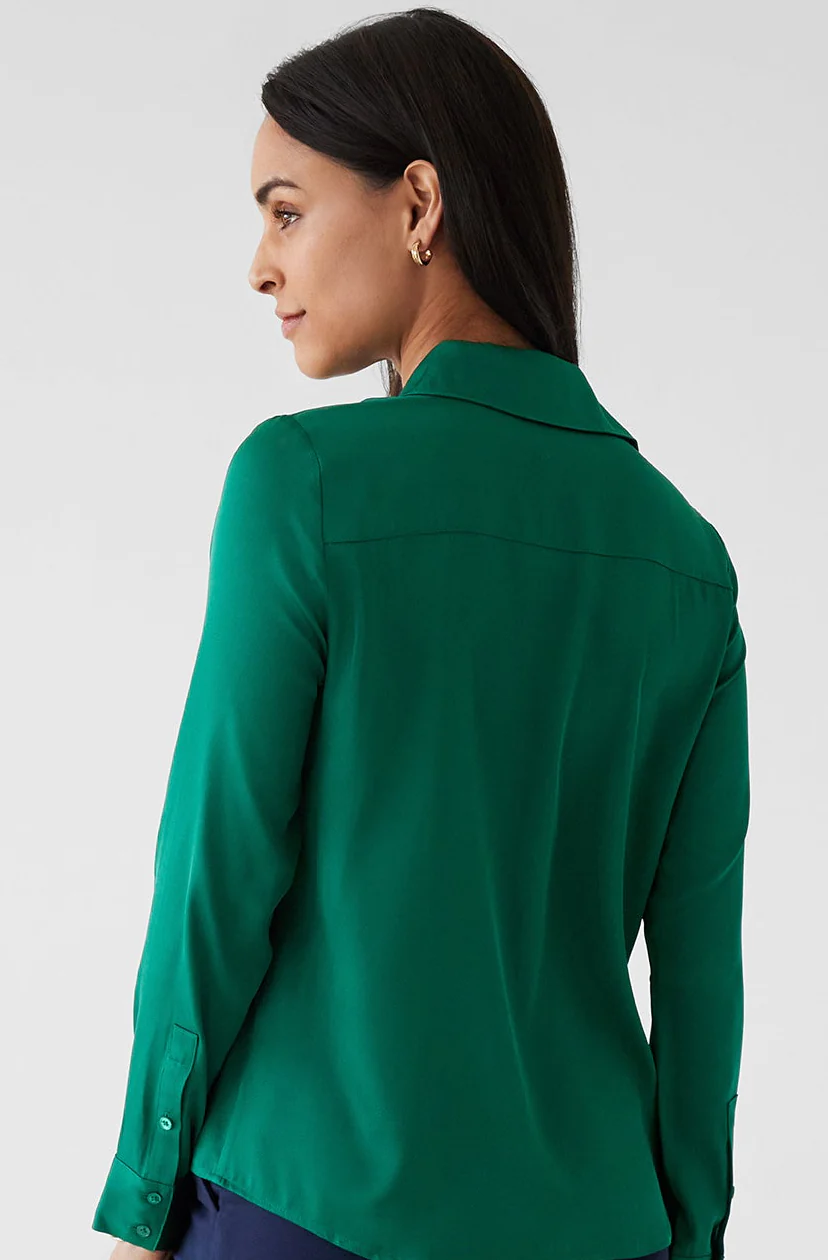 The Grace Silk Long Sleeve Blouse Garden Green - Image 4