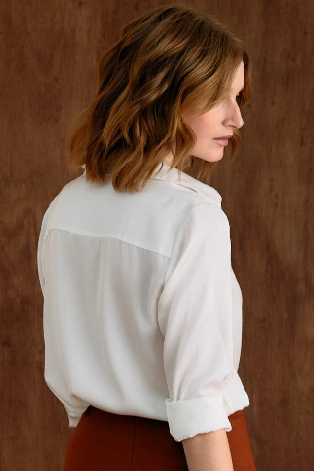 The Grace Silk Long Sleeve Blouse Ivory - Image 5