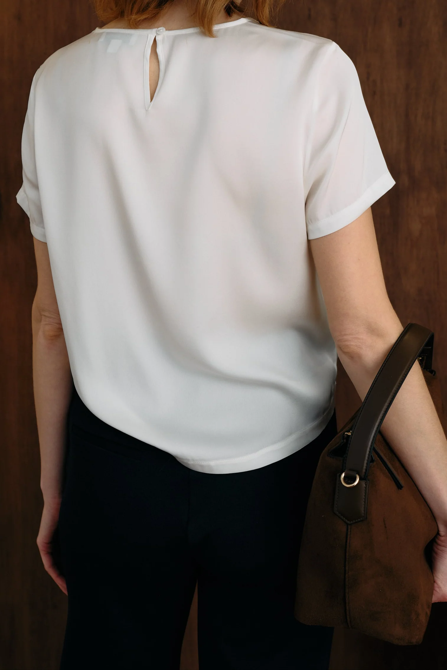 The Hannah Silk Tee Ivory - Image 3