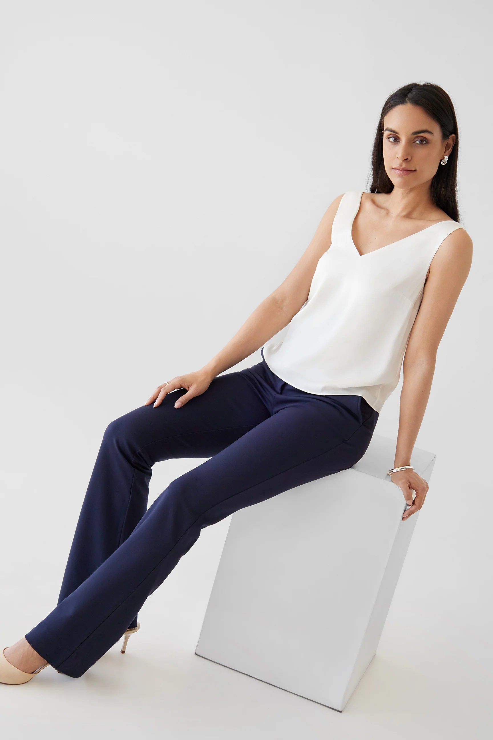 The Hazel Silk Tank Ivory - Image 3