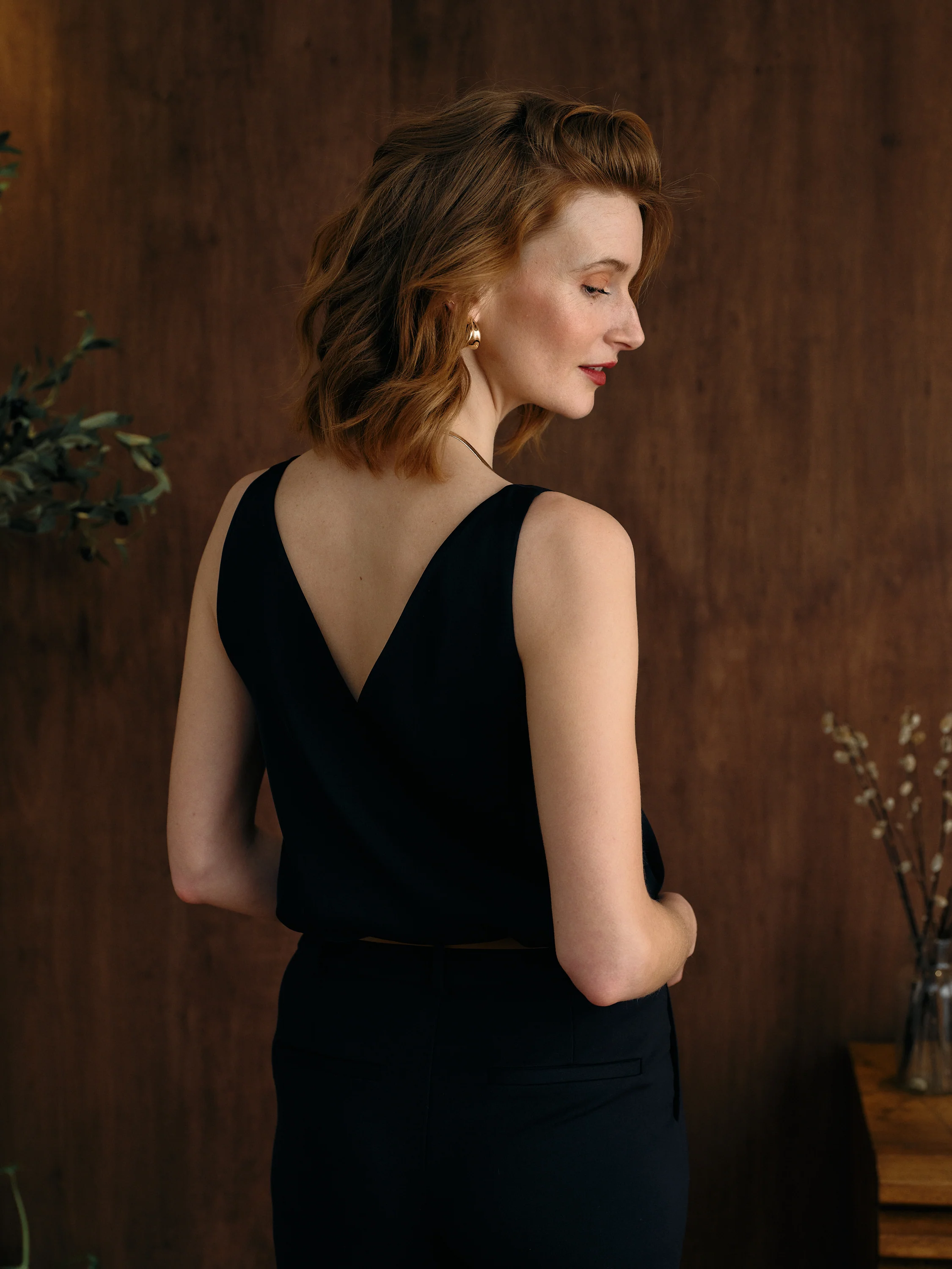 The Hazel Silk Tank Navy - Image 3
