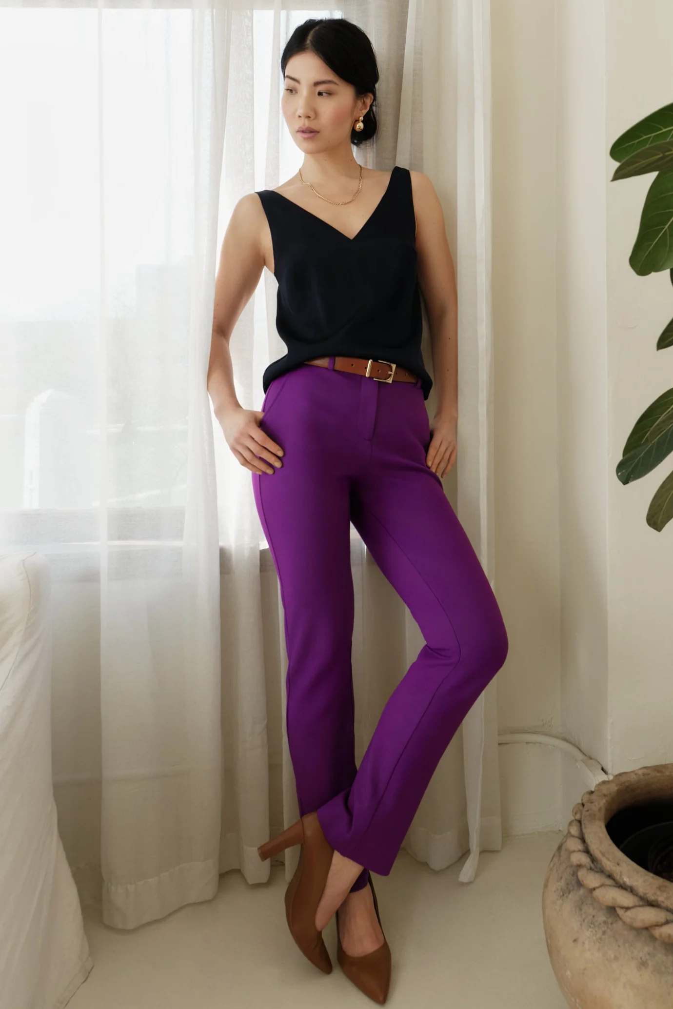 The Hazel Silk Tank Navy - Image 5