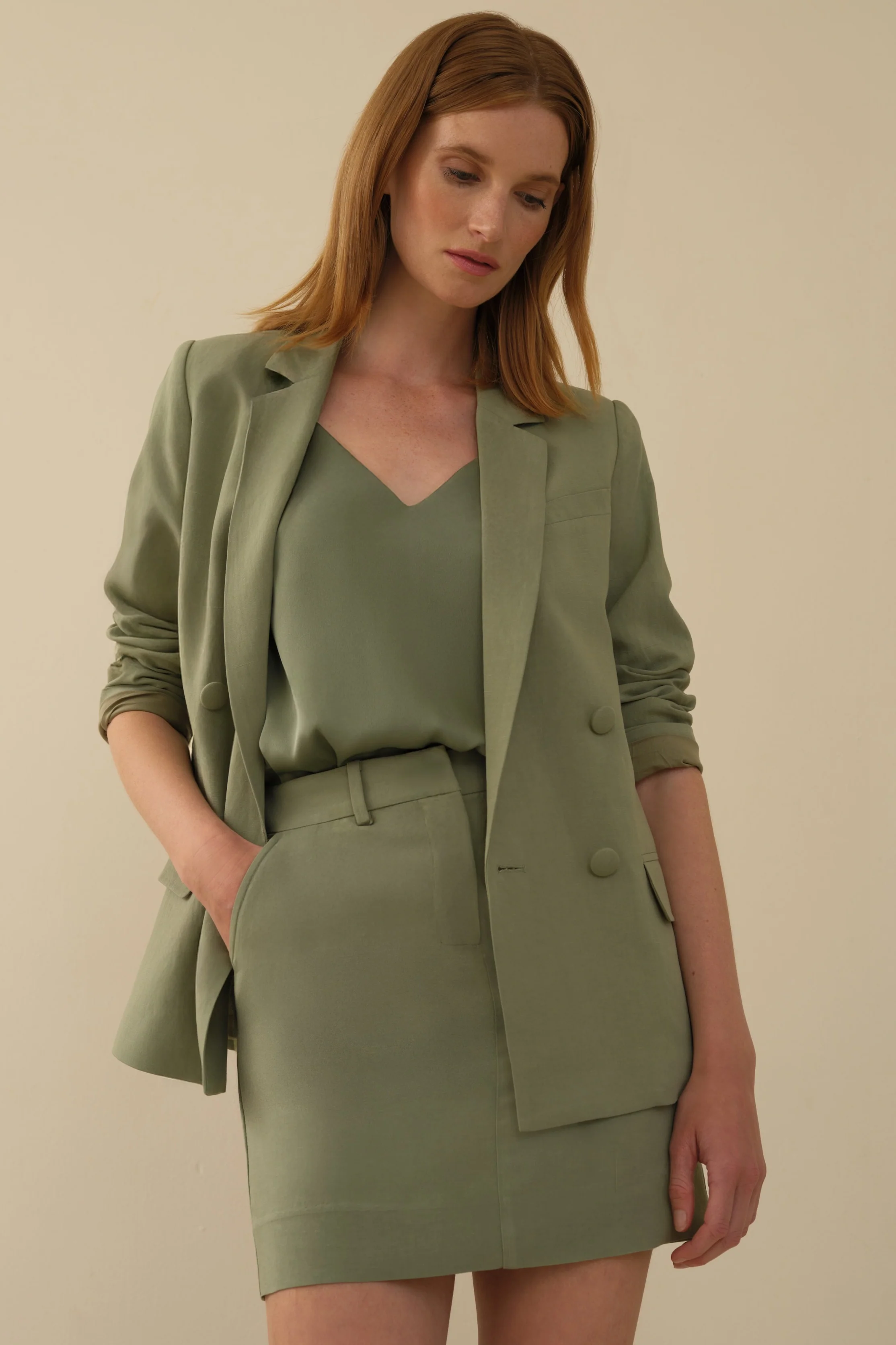 The Hazel Silk Tank Sage - Image 4