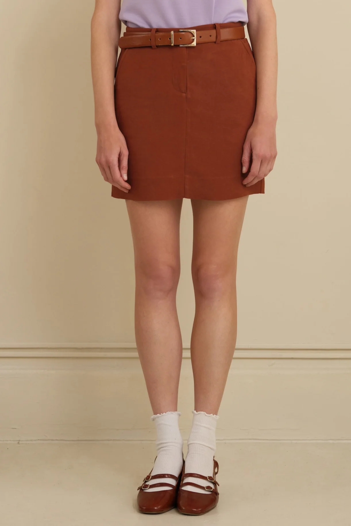 The Paige Mini Skirt Cognac