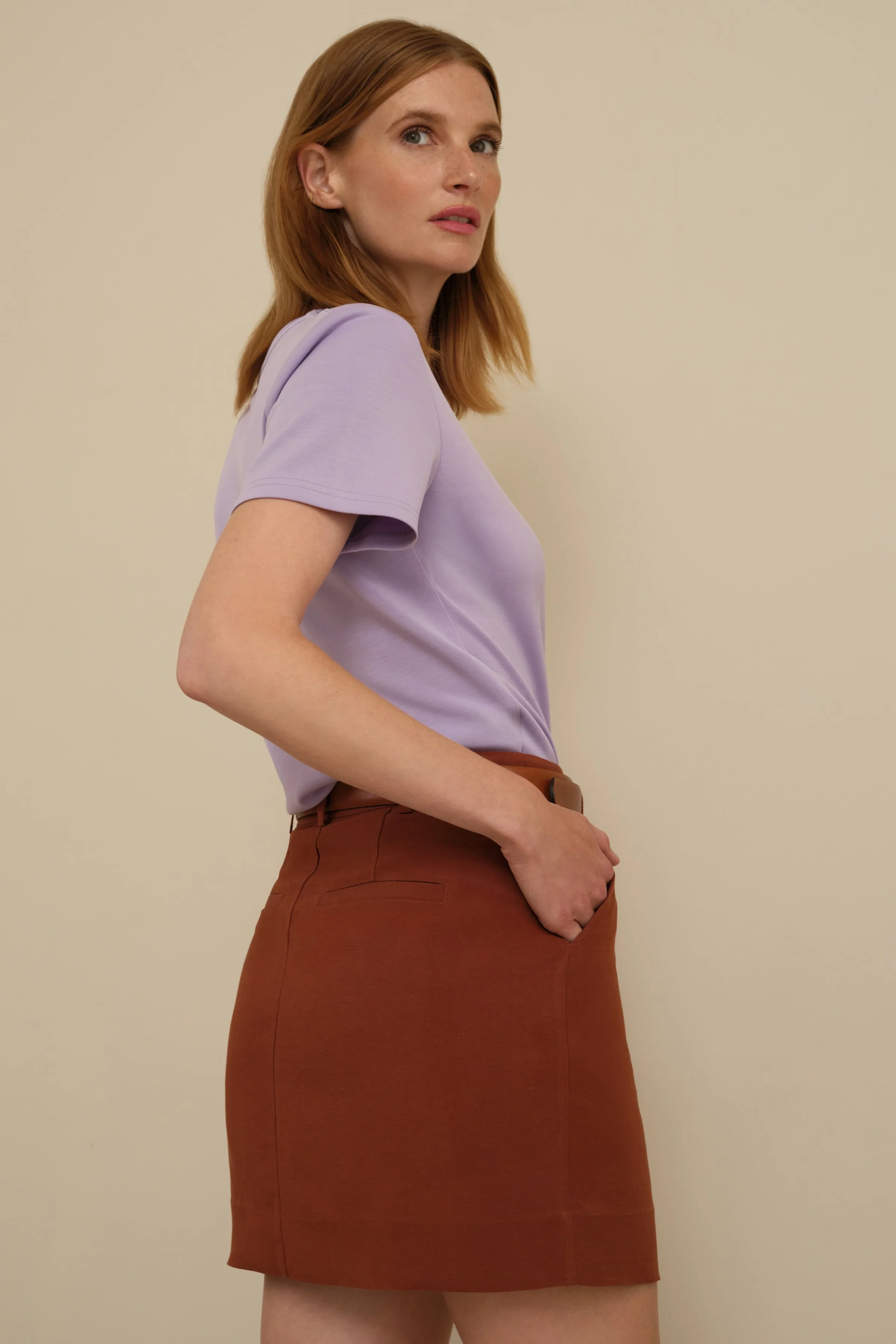 The Paige Mini Skirt Cognac - Image 4