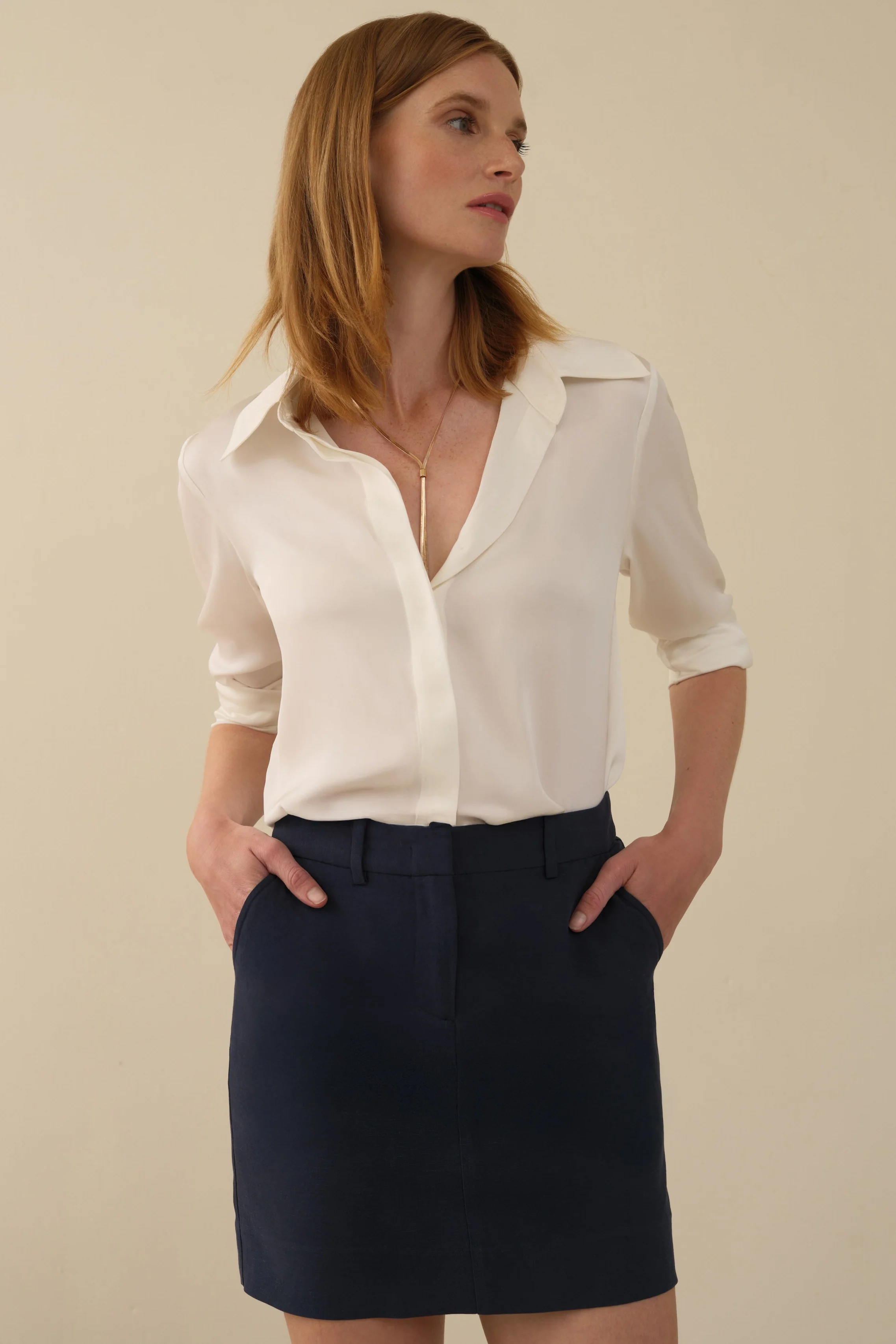 The Paige Mini Skirt Navy - Image 2