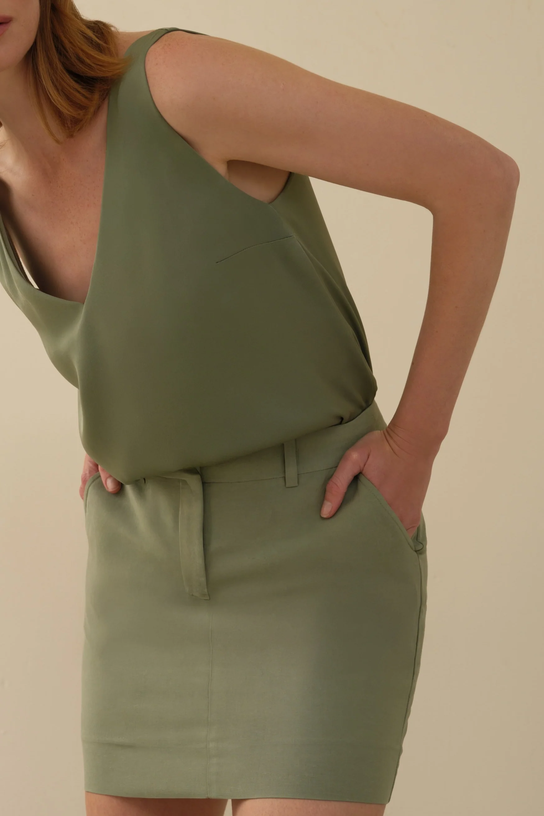 The Paige Mini Skirt Sage - Image 2